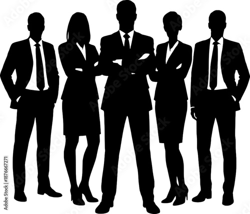 Business Team Silhouette in Confident Corporate Pose