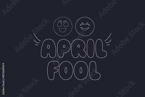  April Fool Black And White Clipart.  April fools day text icon