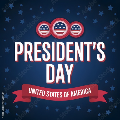 A patriotic graphic celebrating President's Day in the United States of America
