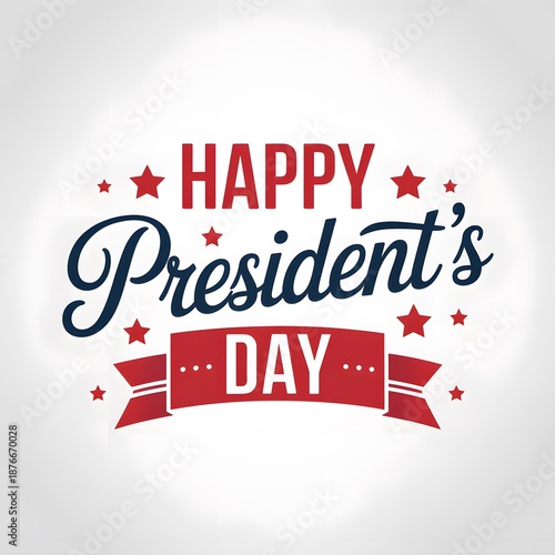 A festive graphic celebrating President's Day with patriotic colors and typography