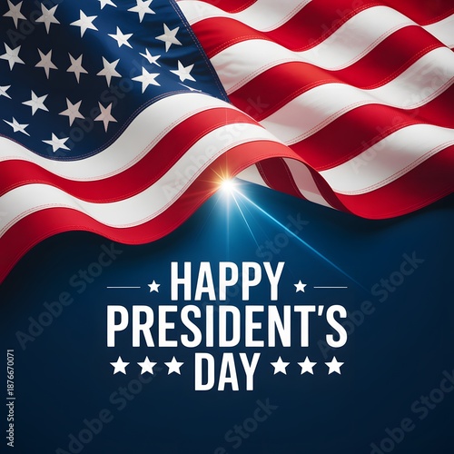 A patriotic American flag waving on President's Day