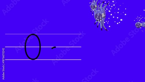 O letter writing like octopus color cartoon animation. A compatibile part of the alphabet serie. Handwriting educational style for children. For education movies, presentation, learning alphabet.