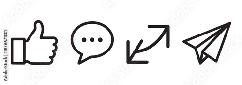 Essential social media vector icons for user engagement and communication