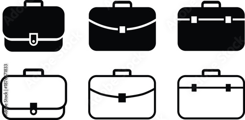 Professional Briefcase and Business Bag Icon Set.