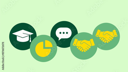 Collaboration icons representing partnership and communication in a professional setting