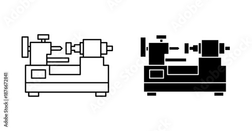 Lathe Machine Icon for Metal Turning, Industrial Manufacturing and Engineering