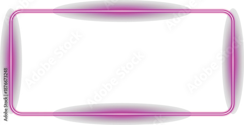 Neon Pink Glowing Rounded Rectangle Frame Border Transparent Background PNG