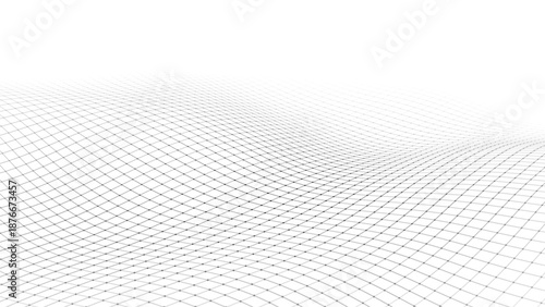 Abstract perspective background. 3D wireframe vector mesh on white background.