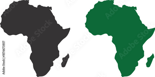 Africa Map Silhouette Black and Green Vector Illustration Isolated on White