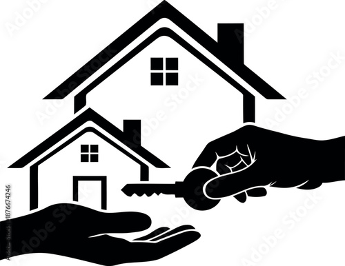 Handing Over House Keys to New Homeowner Illustration
