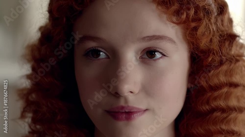 Wallpaper Mural Close-up of a Young Woman with Red Curly Hair Torontodigital.ca