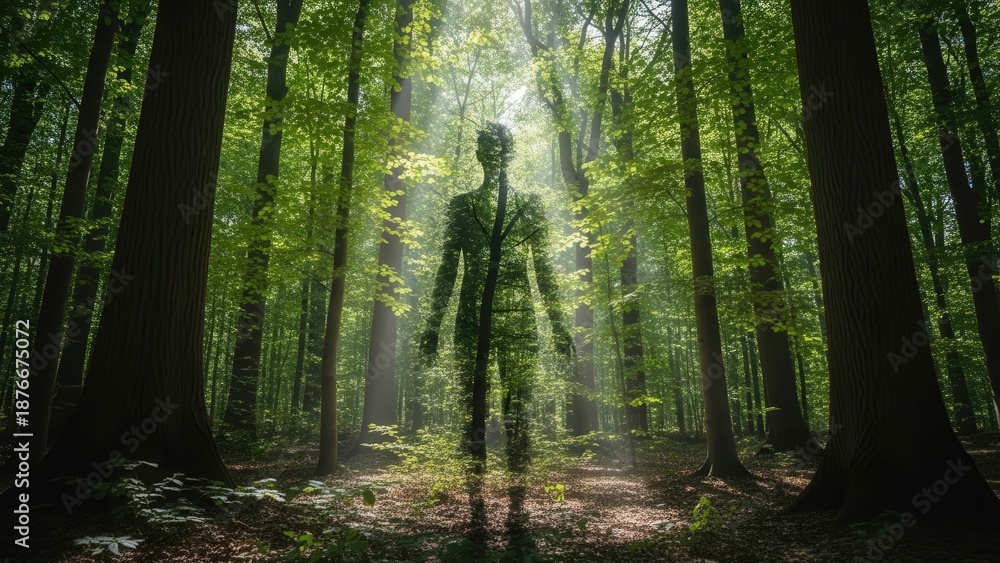 Obraz premium Mysterious figure in a forest.