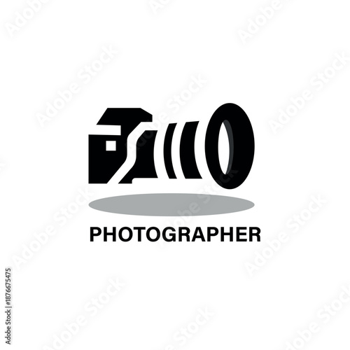 Iconic Photographer logo featuring a stylized camera lens and the word 'PHOTOGRAPHER' for creative professionals and businesses