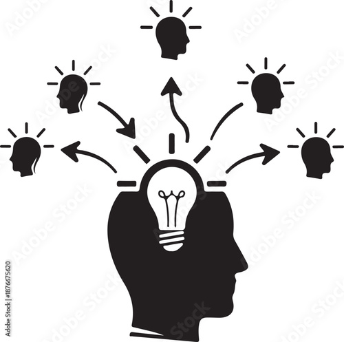 Creative brainstorming ideas and innovative thinking with a group of people and lightbulb