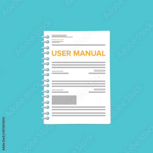 User manual guide book, guidance manual instruction textbook, specification user tutorial document	