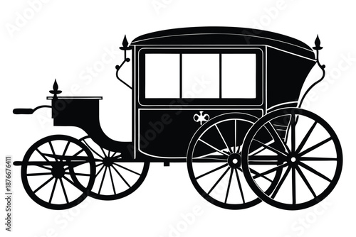 Elegant Vintage Royal Carriage Silhouette Vector Illustration Isolated on White Background