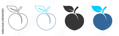 peach icon set multiple style collection	