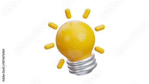 3D Rendering Light Bulb Icon for Idea and Creativity