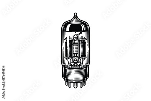 Vacuum tube detailed vector illustration, electronic component and electrical parts