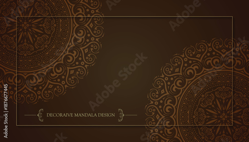 Detailed Vintage Mandala Ornamental Brown Background for Invitation Design