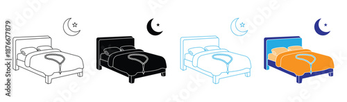 Bed icon set. Ramadan worship and islamic lifestyle.    Furniture symbol. Vector illustration.
