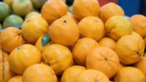 Fresh ripe mandarin oranges at lunar new year market