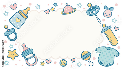 Cute baby items in pastel colors for nursery decoration