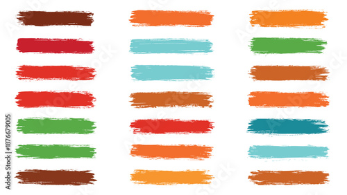 Colorful Paint Brush Stroke Background Set