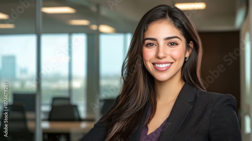 Wallpaper Mural Confident Businesswoman Smiling in Modern Office Setting Torontodigital.ca