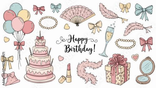 Birthday Celebration Elements Collection.