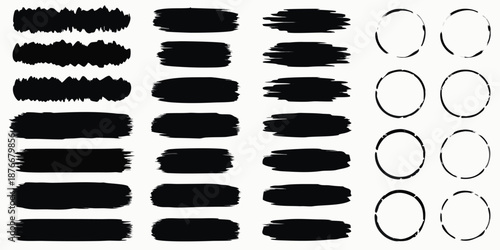 Big collection of black paint, ink brush strokes, brushes, lines, grungy. Dirty artistic design elements. Vector black paint brush spots, highlighter lines or felt-tip pen marker, Ink smudge