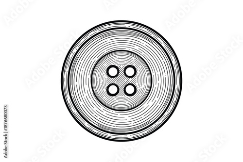 Black and white detailed illustration of a classic four-hole button