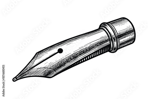 Detailed drawing of fountain pen nib, vector illustration