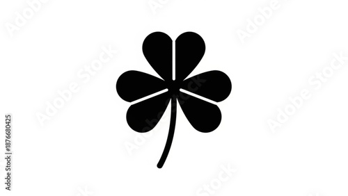 Black four leaf clover on white background symbol of luck and fortune