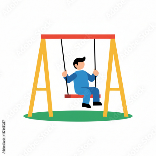 Person sitting on a garden swing enjoying outdoor leisure time