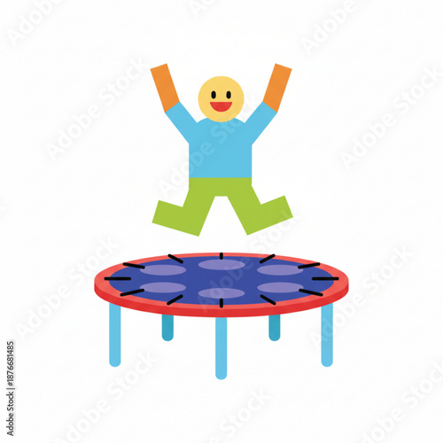 Happy person jumping on a trampoline for fun and fitness 