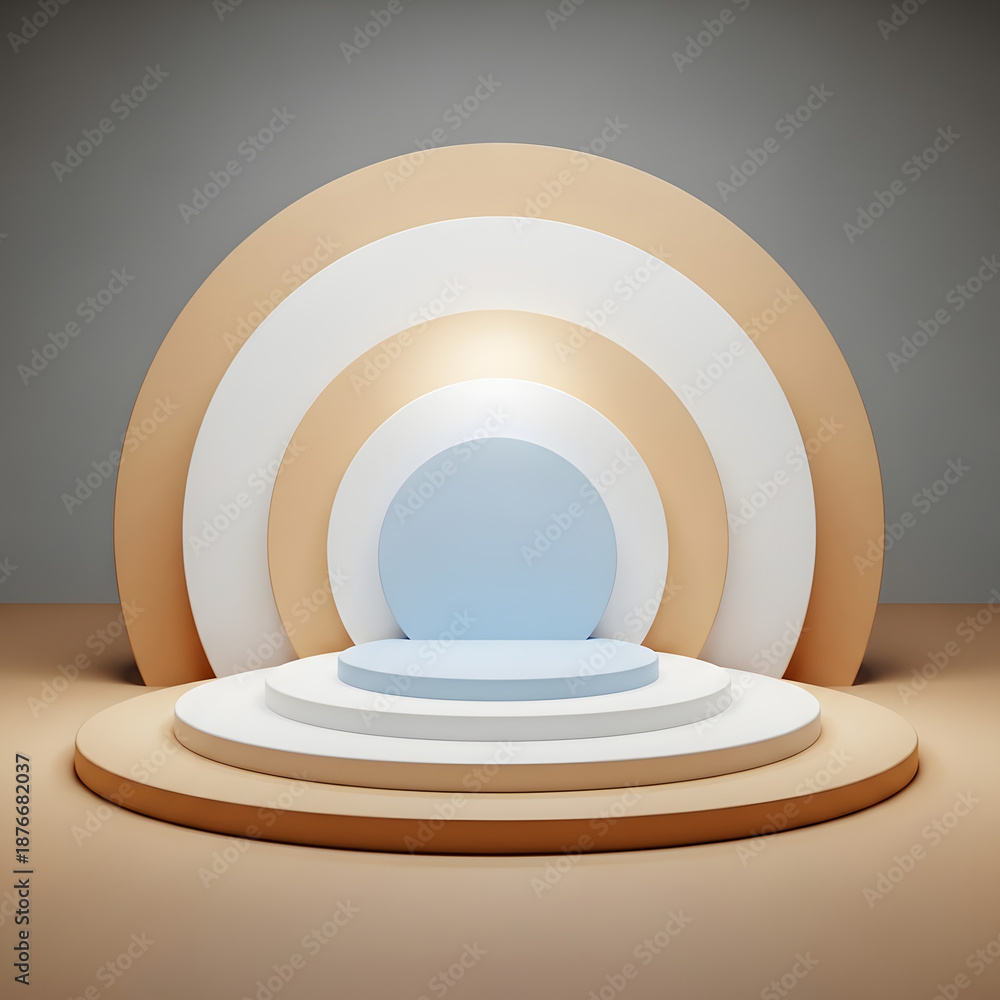 Fototapeta premium Layered circular podium with rainbow colors layered podium isolated on a transparent background