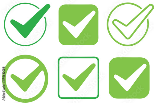 Simple Tick icon accept approve sign"Green Check Mark Icon Set