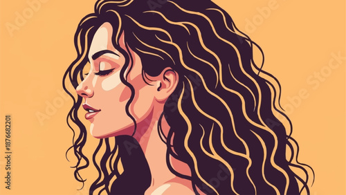 Beautiful Woman with Long Wavy Hair Portrait.