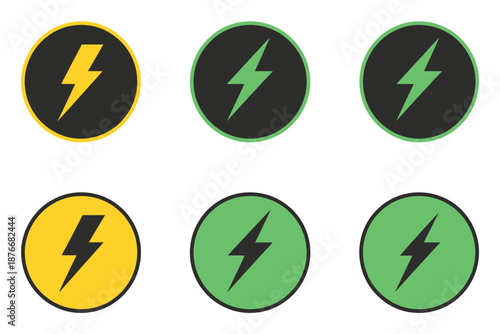 Electrical lightning logo designs, modern flat style thunder icons, energy symbol, electric power, bolt vector, technology, electricity concept illustration, clean minimal vector graphics for branding