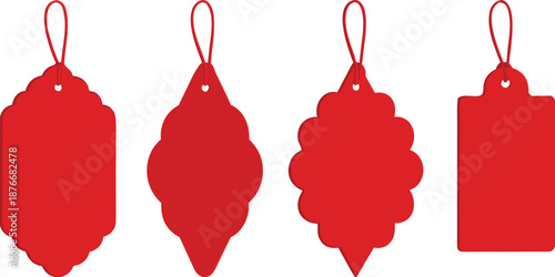 Set of red ribbon isolated background. Discount labels, price tag abs sale labels.