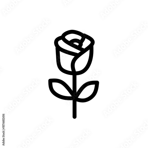 Single Rose Outline – Valentine Flower SVG