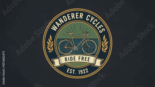 Wanderer Cycles vintage bicycle emblem with sunburst and banner.
