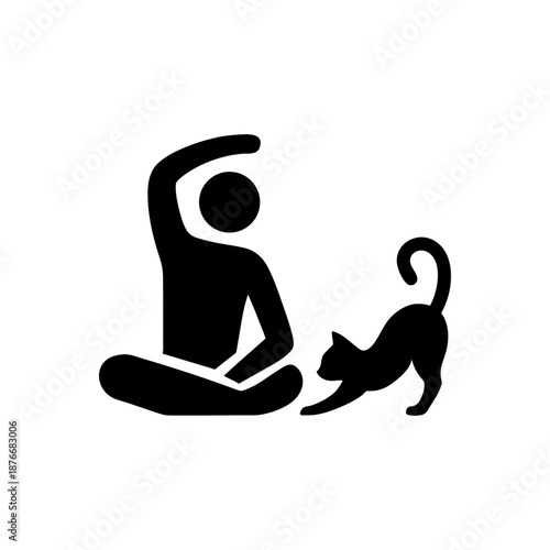 Stretching Yoga With Cat Icon