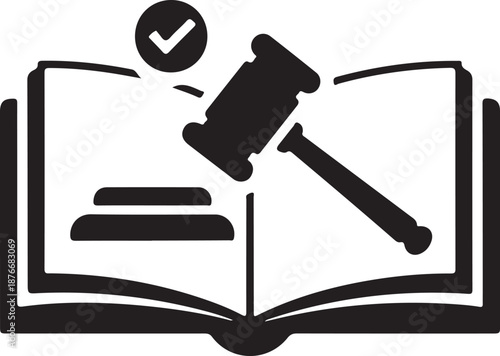 Lawbookwithgavelandtickiconillustrationisolatedontransparentbackgroundforlegaleducationpurposes