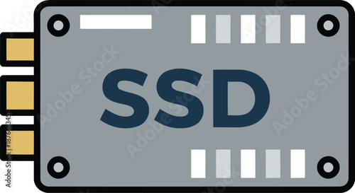 A compact solid state drive representing fast data storage and modern computer technology