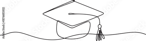 Graduation cap. Single continuous line university graduation hat graphic icon. Simple one line doodle for education concept. one line Icon drawing