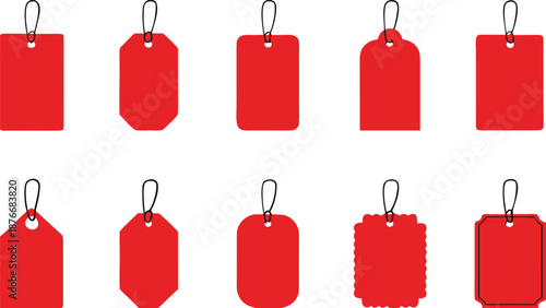 Set of red ribbon isolated background. Discount labels, price tag abs sale labels.