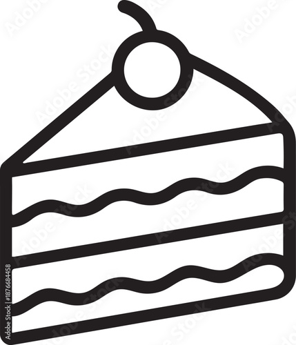 Piece Cake Line Icon On White Background