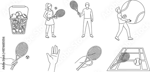 Tennis racket and ball illustrations for sports and recreation